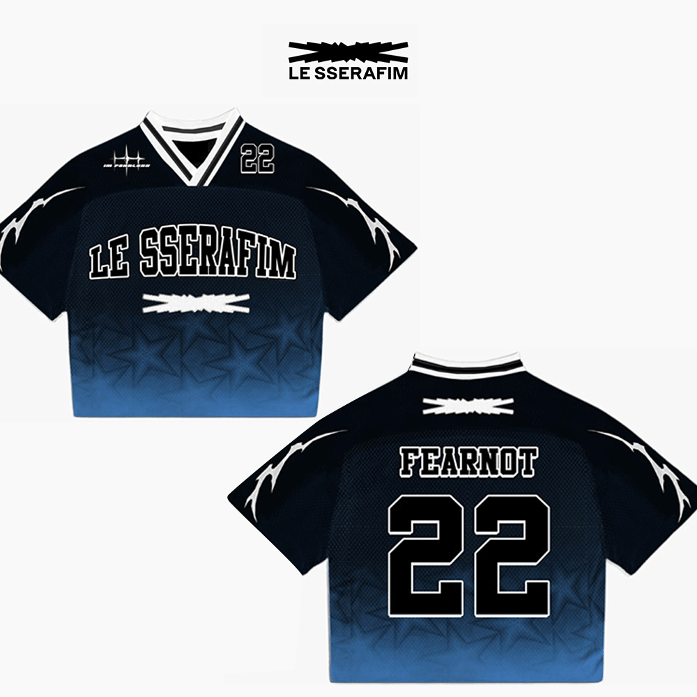 Le Sserafim Mixed Mesh Jersey Football Ver Black Blue