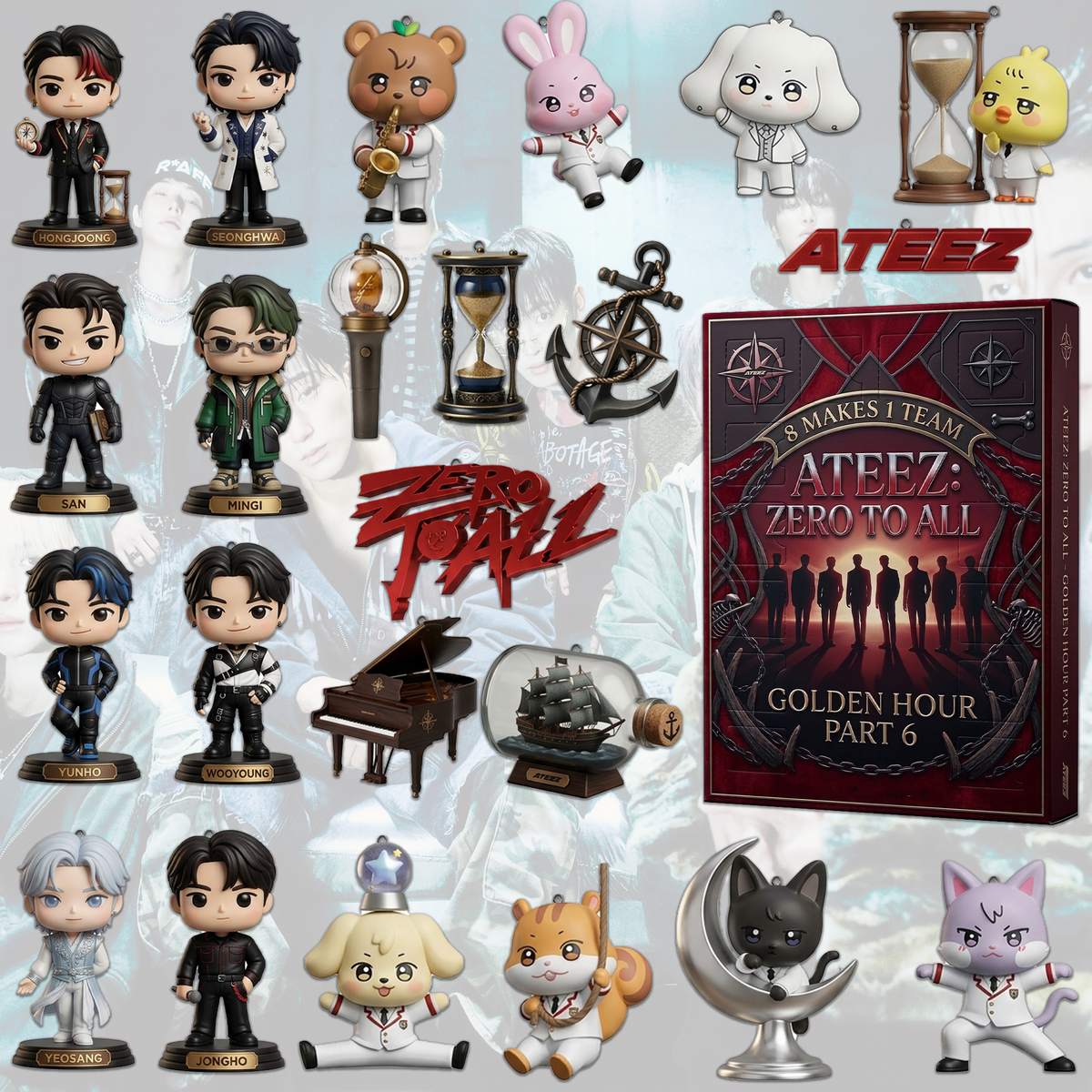 ATEEZ Golden Hour Blind Box Die Reise des Piraten Überraschungsgeschenk für Fans