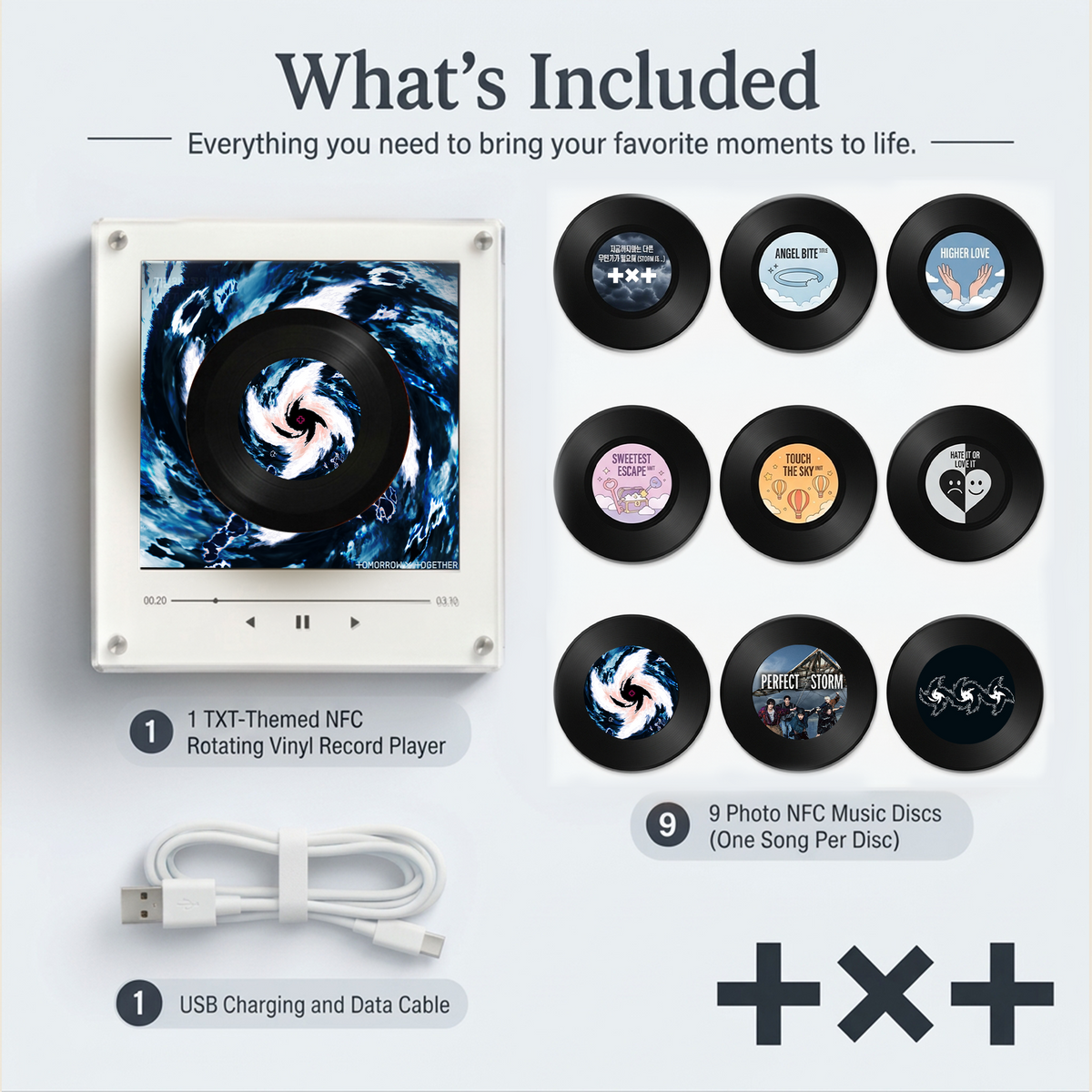 TXT Perfect Storm NFC Music Fridge Magnet Kpop Vinyl Record Player Display MOA Fan Gift Music Lover Collectible