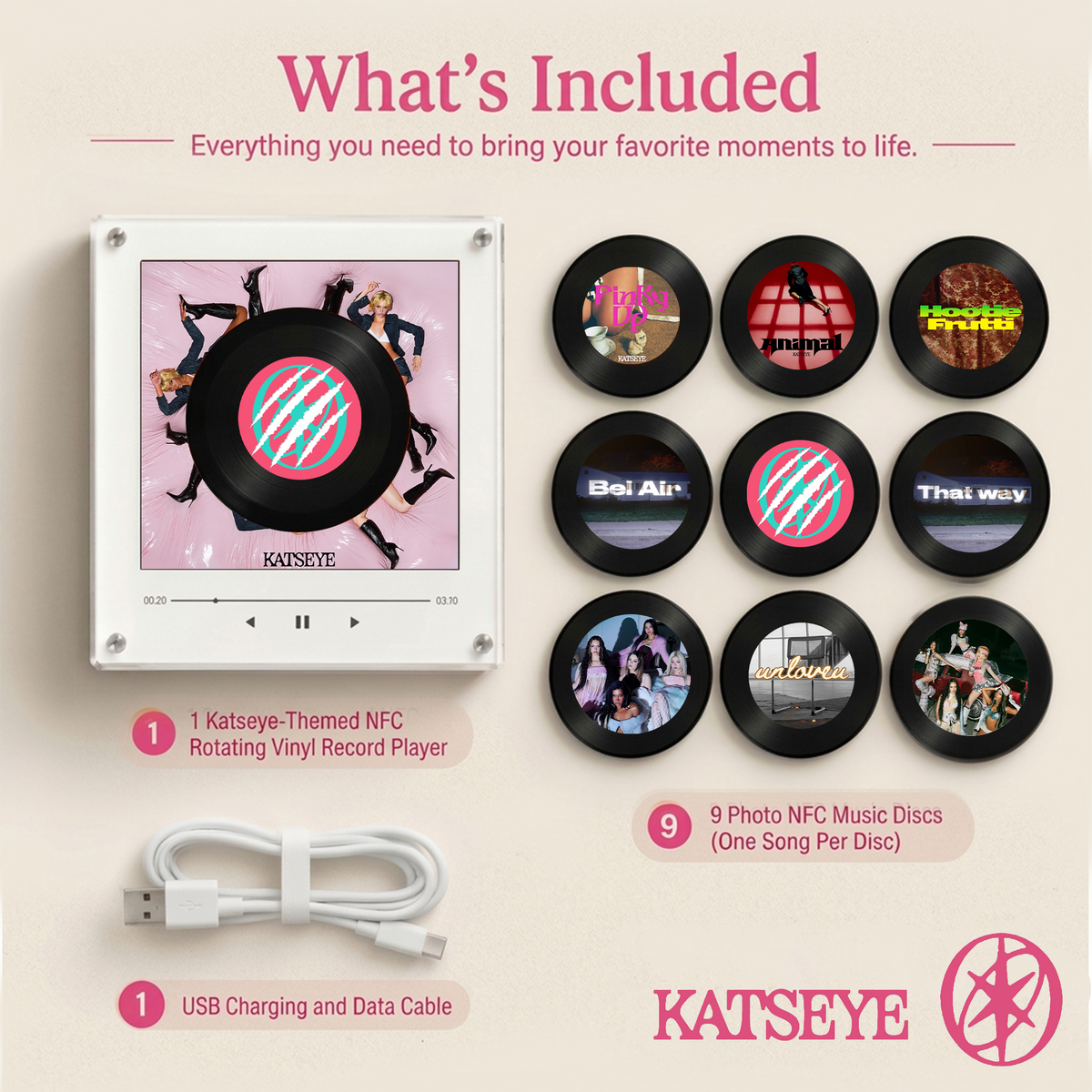 Katseye Wild Album NFC Music Fridge Magnet Kpop Vinyl Record Player Display Eyekons Katseye Fan Gift Music Lover Collectible