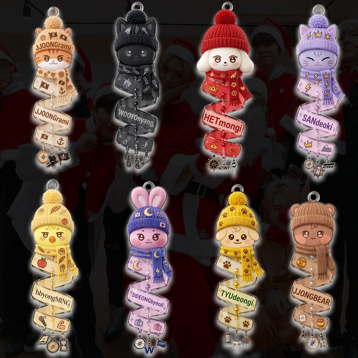 Atineez Spiral Set Ornament Ateez Acrylic Ornament Christmas Tree Decor Fan Edition