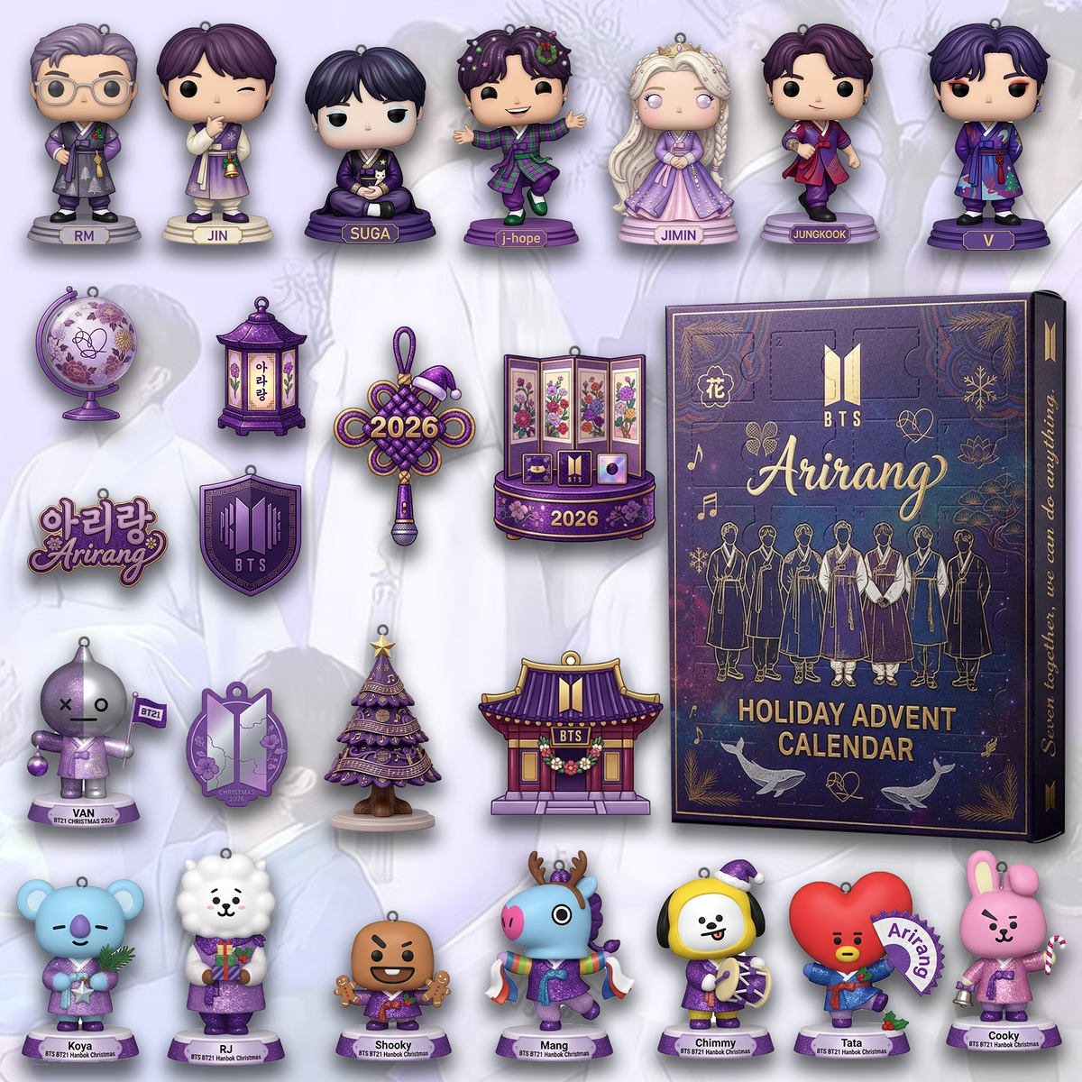 BTS Arirang Christmas Purple Style Advent Calendar 24 Day Blind Box Bangtan Army Gifts