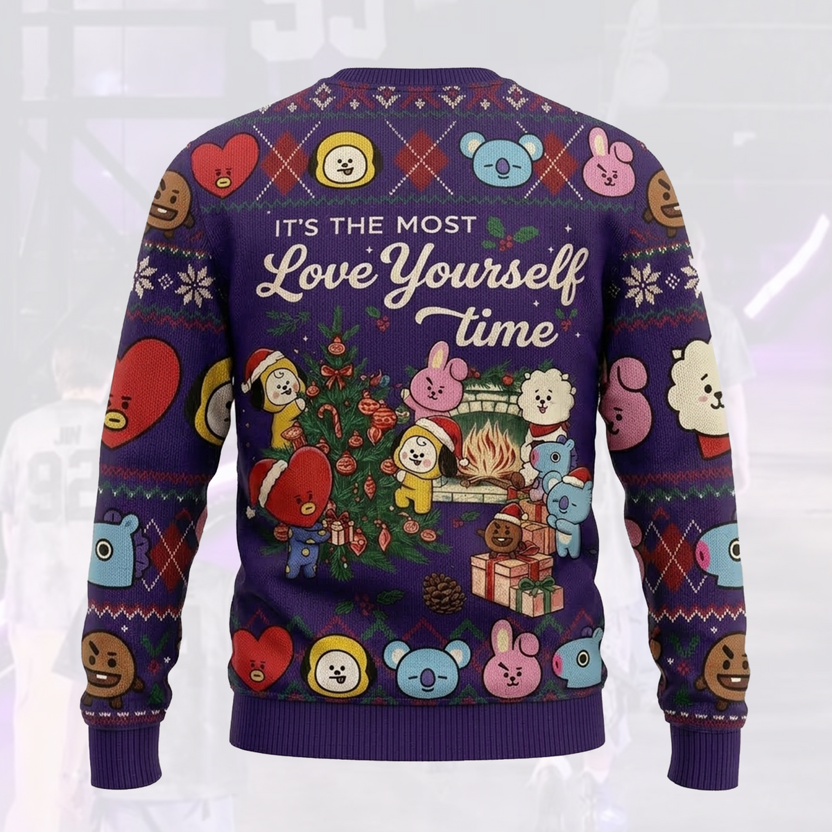 It The Most Love Yourself Time BTS Purple Ugly Sweater Gift For Fans