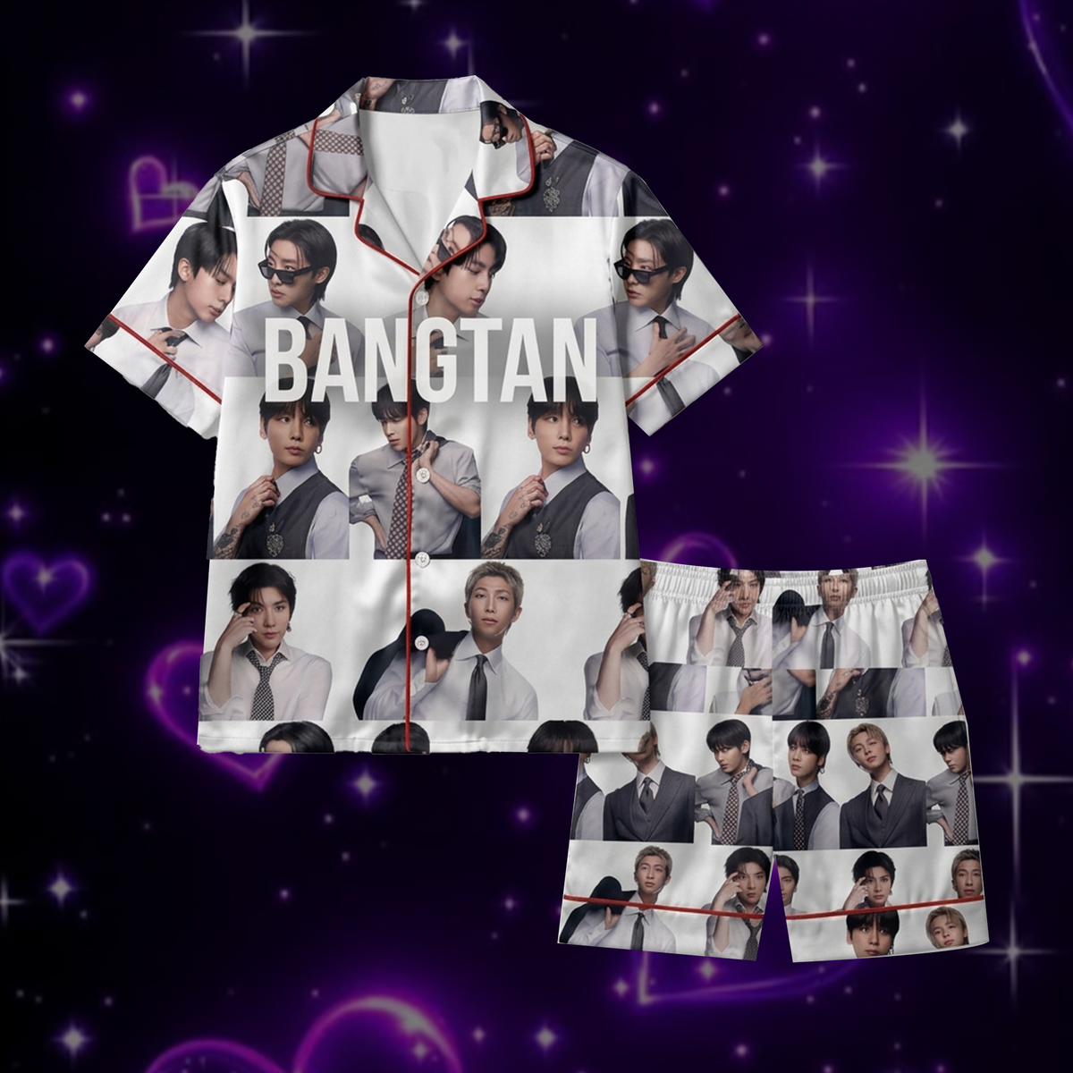 Purple BTS Arirang Era White Pajama Set Gift For Army