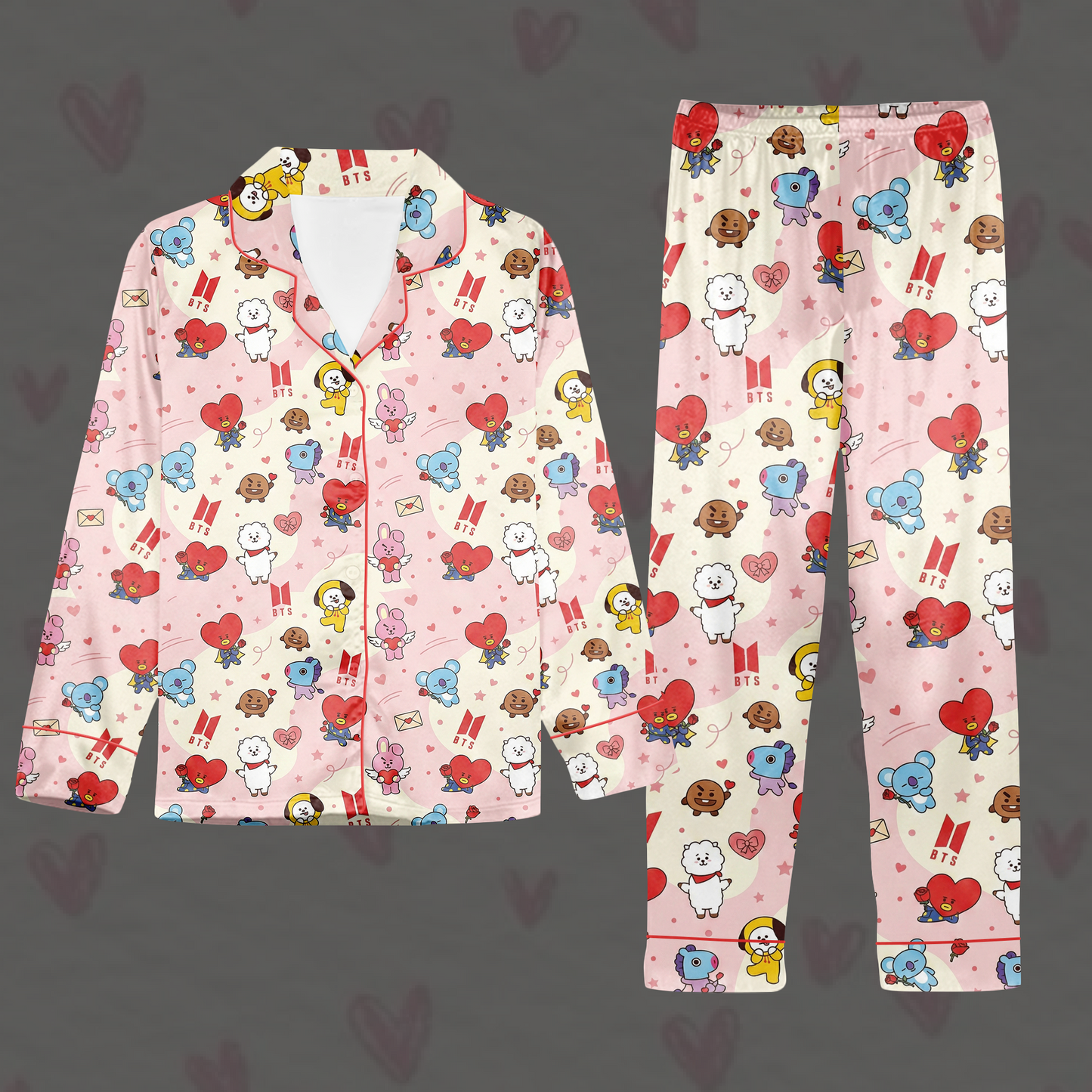 Lovely BTS Valentine BT21 Pajama Set Gift For Lovers