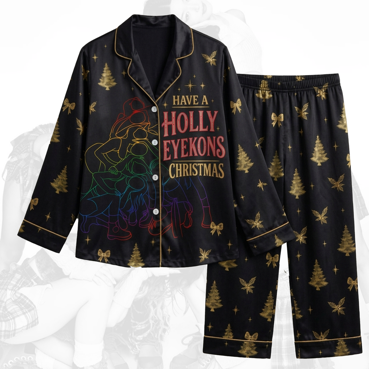 Have A Holly Eyekons Katseye Christmas Black Pajama Set Gift For Fans