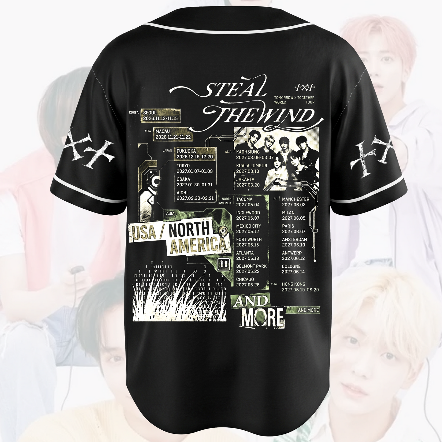 Streetwear TXT Steal The Wind Tour Baseball Jersey Tomorrow X Together Shirt Fan Gifts
