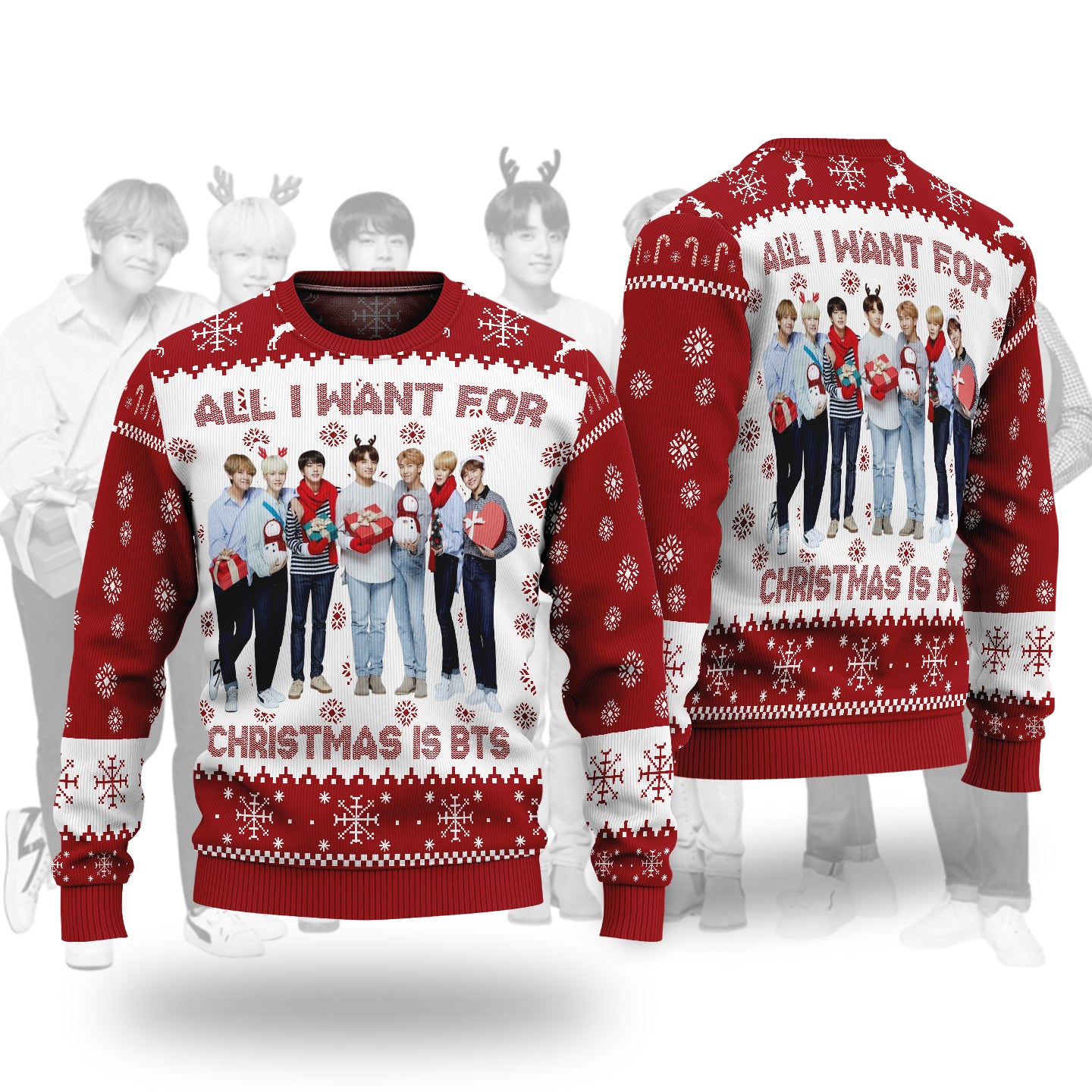 BTS Christmas Jumper, Cute Winter Sweater for K-pop Fans
