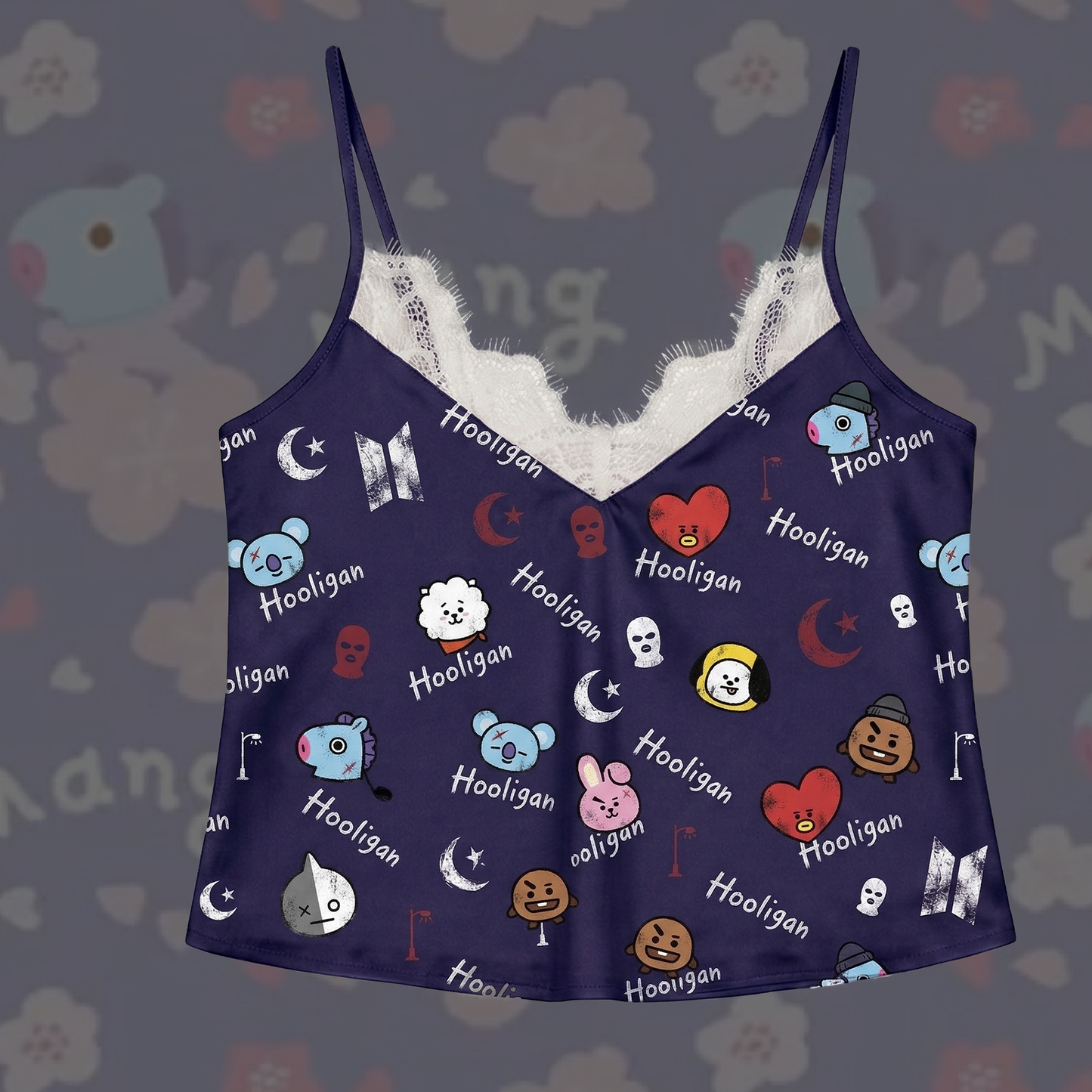 Bt21 Rebel Soul Hooligan Bts Lace Cami Sleepwear Gift For Fans