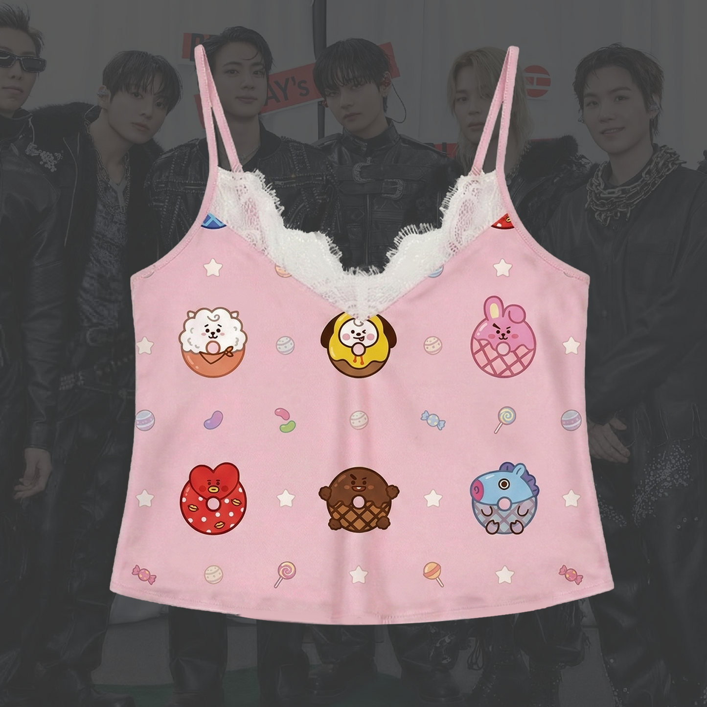 BTS Late Night Donut Lace Cami Sleepwear Gift For Lovers