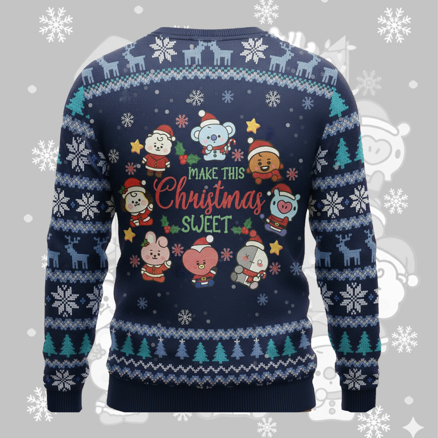 Cute BT21 Merry Christmas Ugly Sweater Gift For Fans