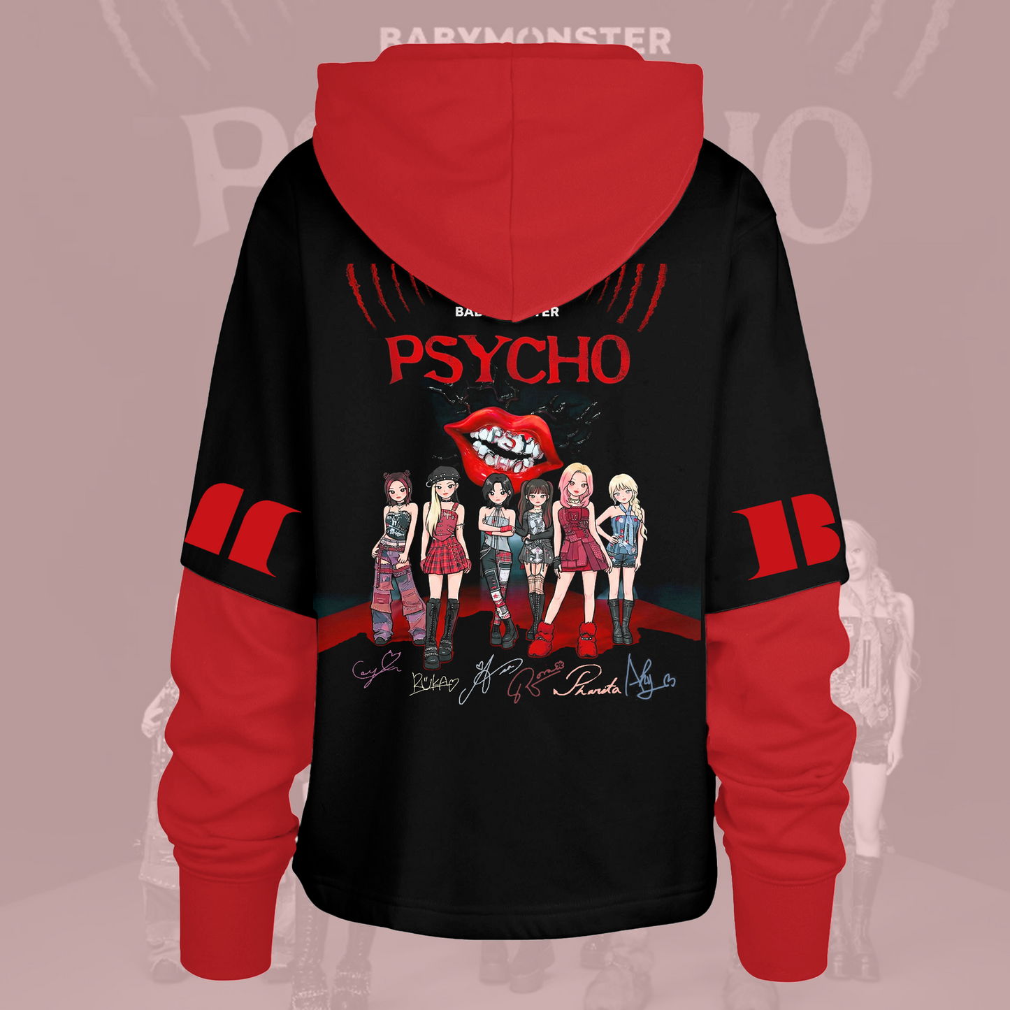 Babymonster Psycho Members Signature Shortstop Hoodie Gift For Lovers