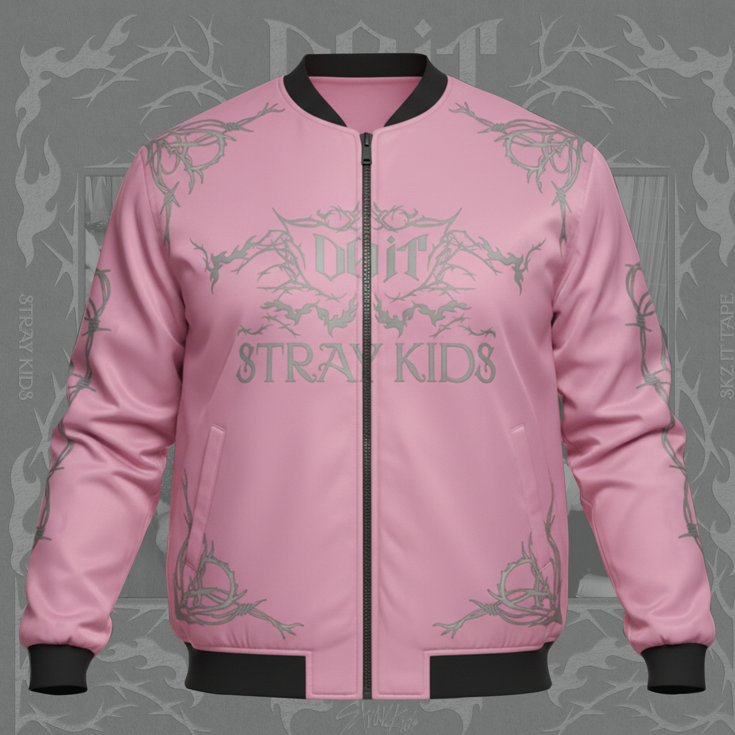 Stray Kids DO IT Love Pink Heart EVIL Skzoo Bomber Jacket Gift for Stay