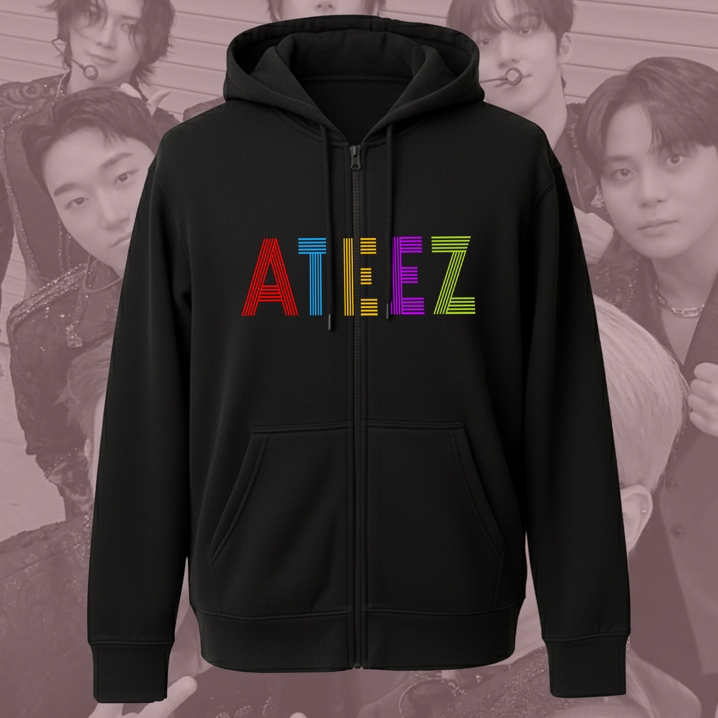 ATEEZ Member Name Zip Hoodie Pullover Fashion Gift for ATINY