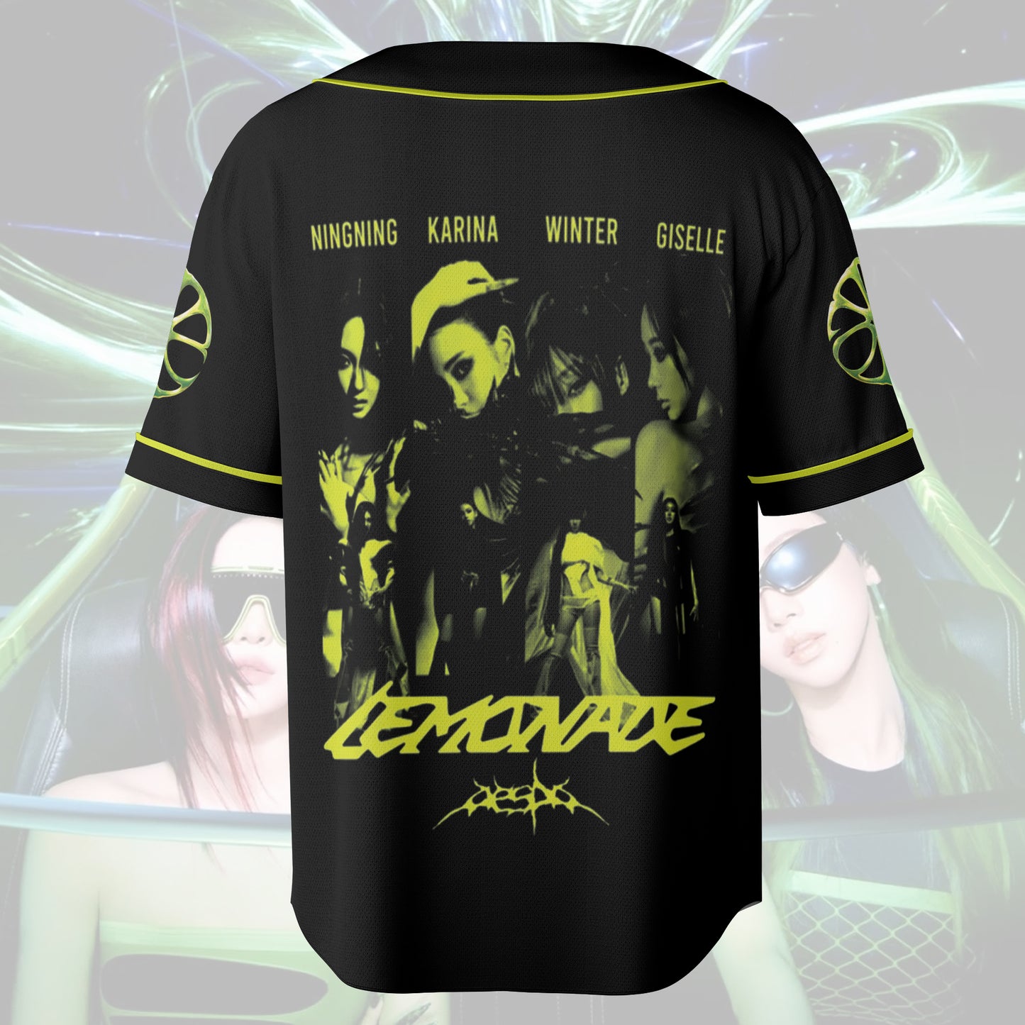 Retro Aespa Lemonade Baseball Jersey, Aespa Inspired Kpop Fan Jersey, Vintage Concert Outfit, Summer Tour Gift For Fans