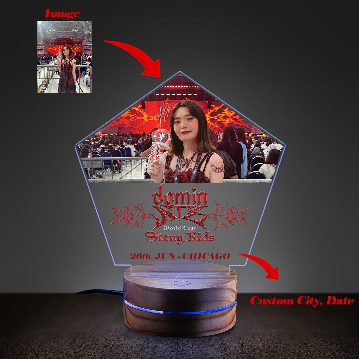 WAVESTEEᵀᴹ Lamp Personalization Image, City Stray Kids Dominate Tour 2025 LED 16 RGB Colors