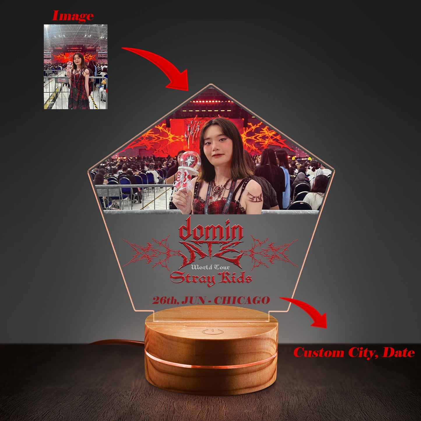 WAVESTEEᵀᴹ Lamp Personalization Image, City Stray Kids Dominate Tour 2025 LED 16 RGB Colors