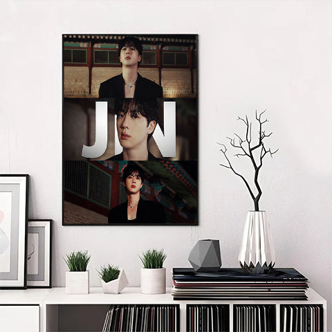 BTS Jin Aesthetic Collage Canvas Wall Art, Kpop Poster Decor, Kim Seokjin Room Decor, BTS ARMY Gift, Korean Idol Wall Art