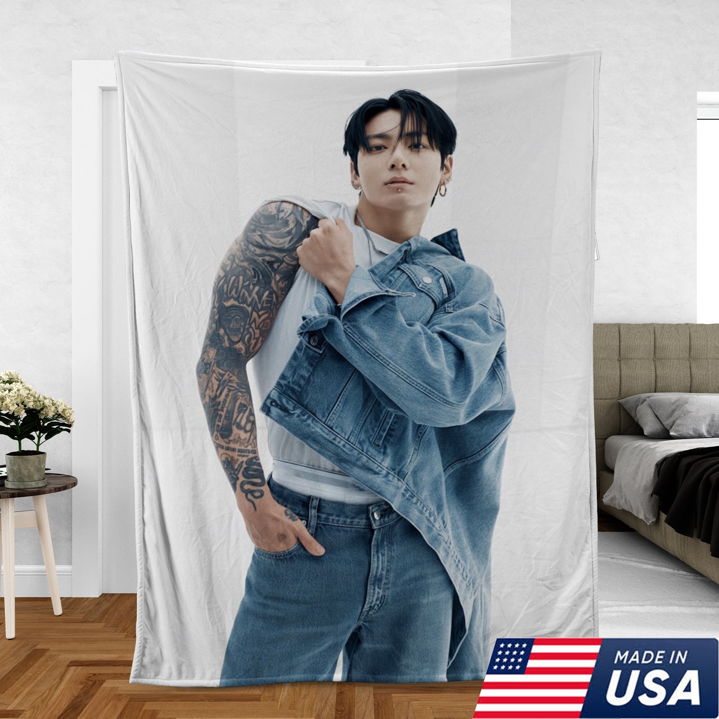 Jungkook Blanket, Soft Cozy BTS Throw Blanket, Kpop Fan Gift & Room Decor