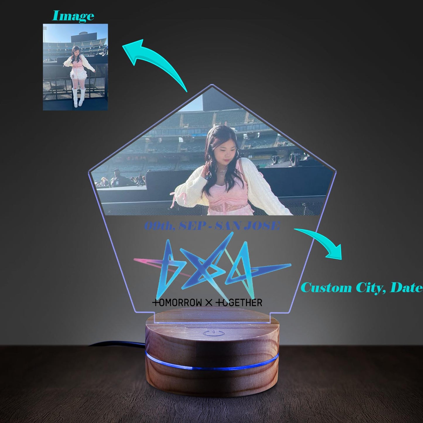 WAVESTEEᵀᴹ Tomorrow X Together Personalization Image, City Lamp LED 16 RGB Colors