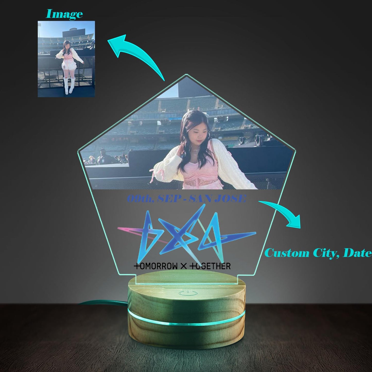 WAVESTEEᵀᴹ Tomorrow X Together Personalization Image, City Lamp LED 16 RGB Colors