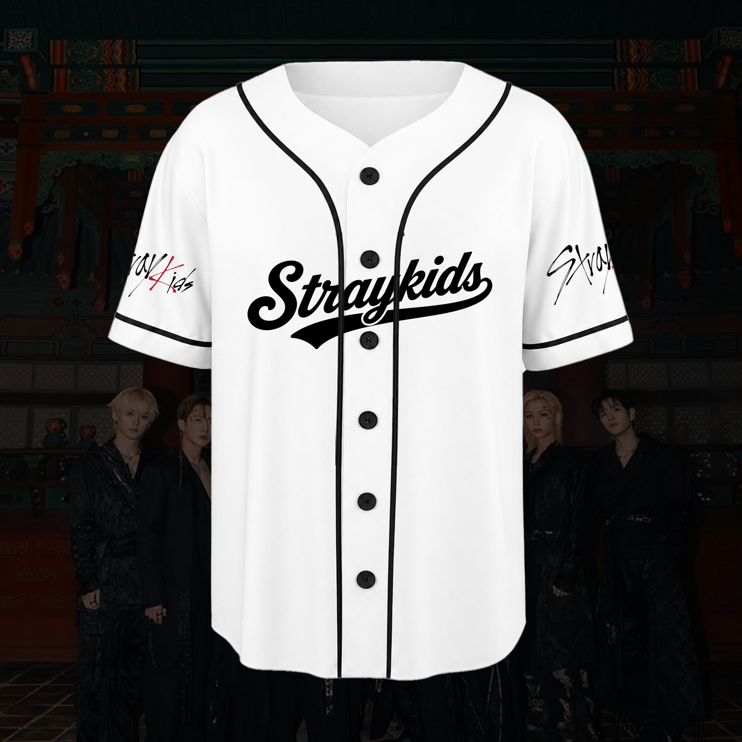 Stray Kids Run It World Tour Baseball Jersey Golden Dragon Red Sun Style Gift For Fans
