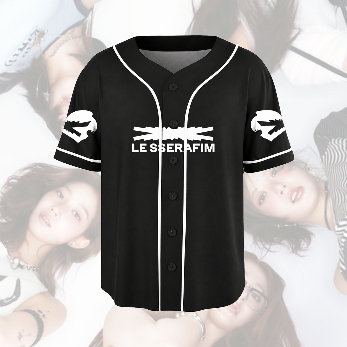 Chic Minimalist LE SSERAFIM Pureflow Tour Baseball Jersey Unisex Streetwear Gift For Fans