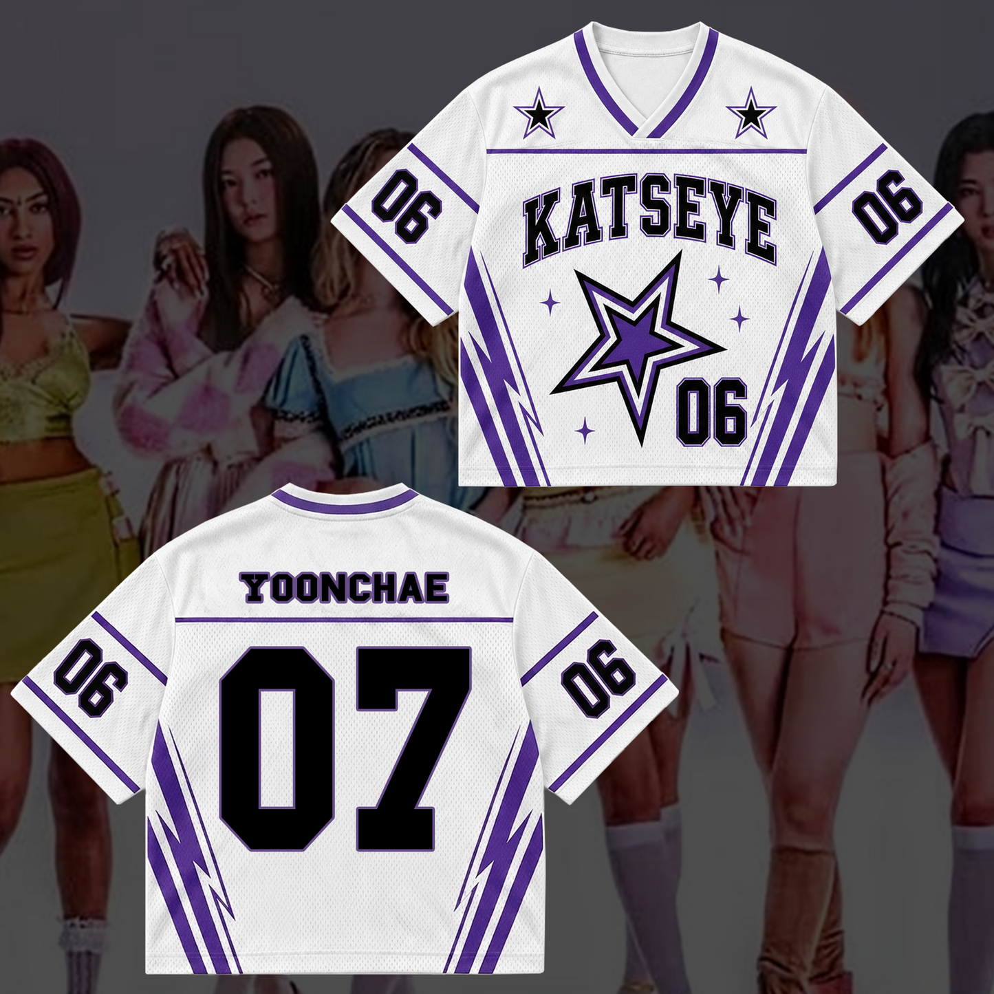 Sporty Purple KATSEYE Mixed Mesh Jersey Wild Tour Outfit Gift For Fans