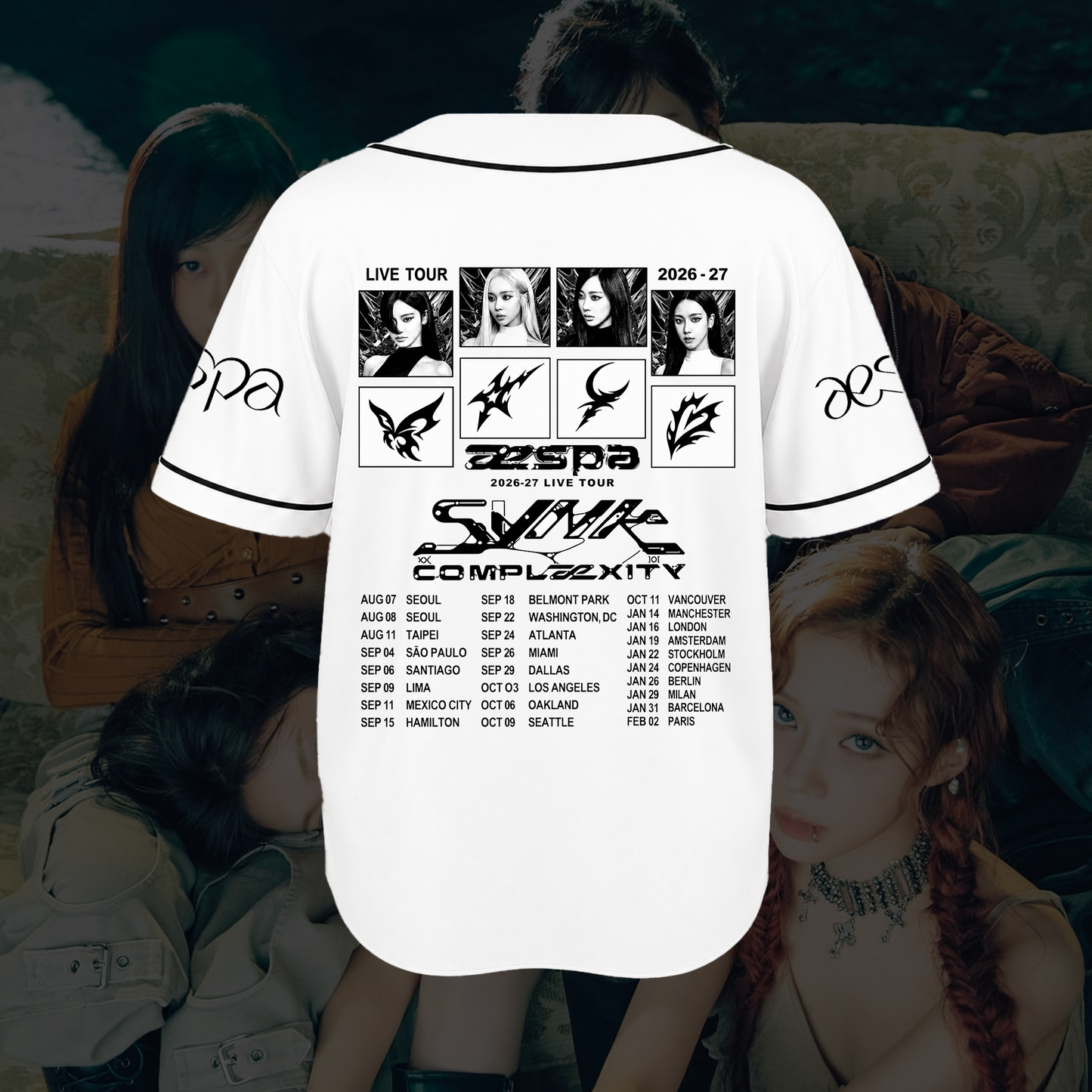 Premium aespa SYNK COMPLEXITY Tour Baseball Jersey Lemonade Gift for Fan