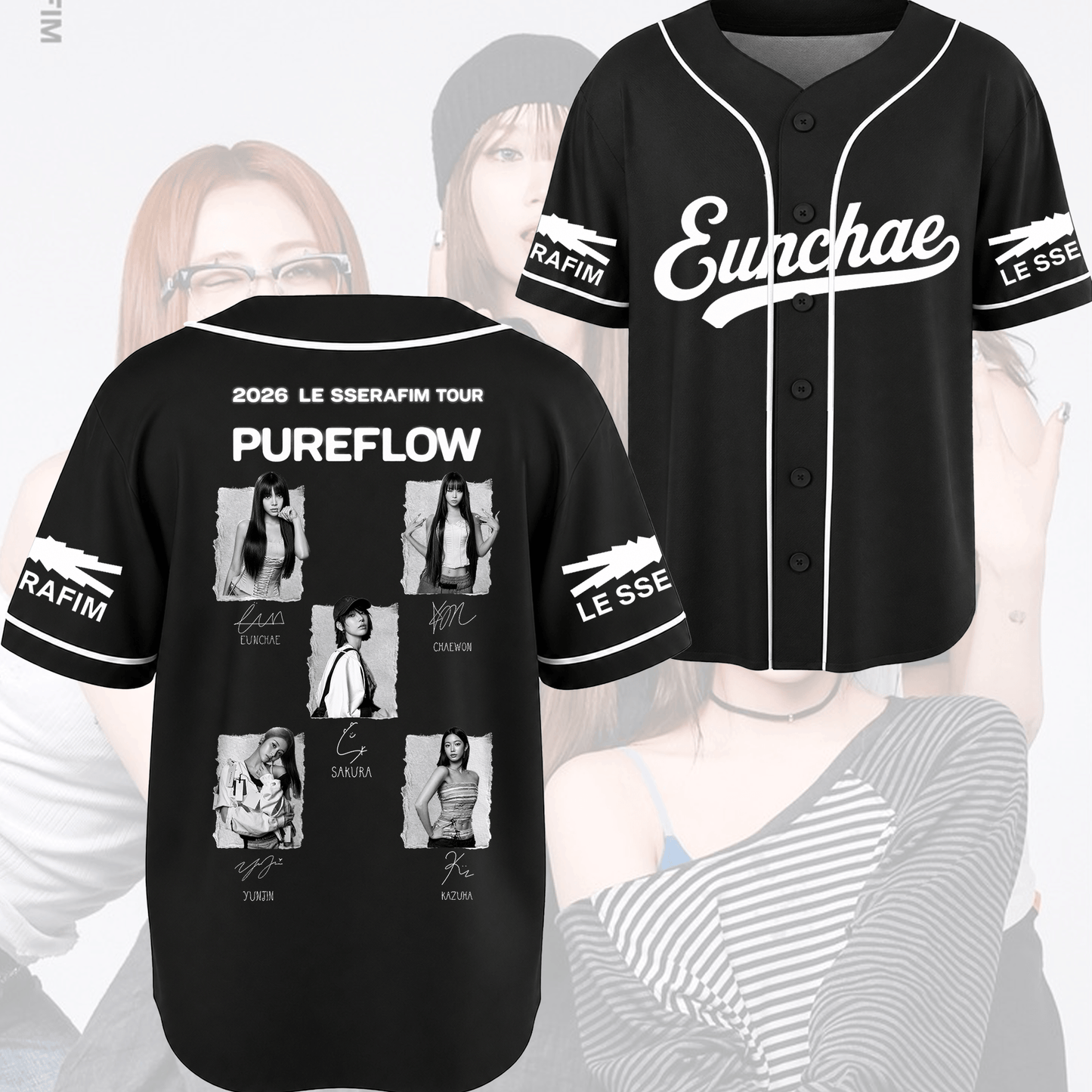 GlowUp Pureflow World Tour Le Sserafim Baseball Jersey