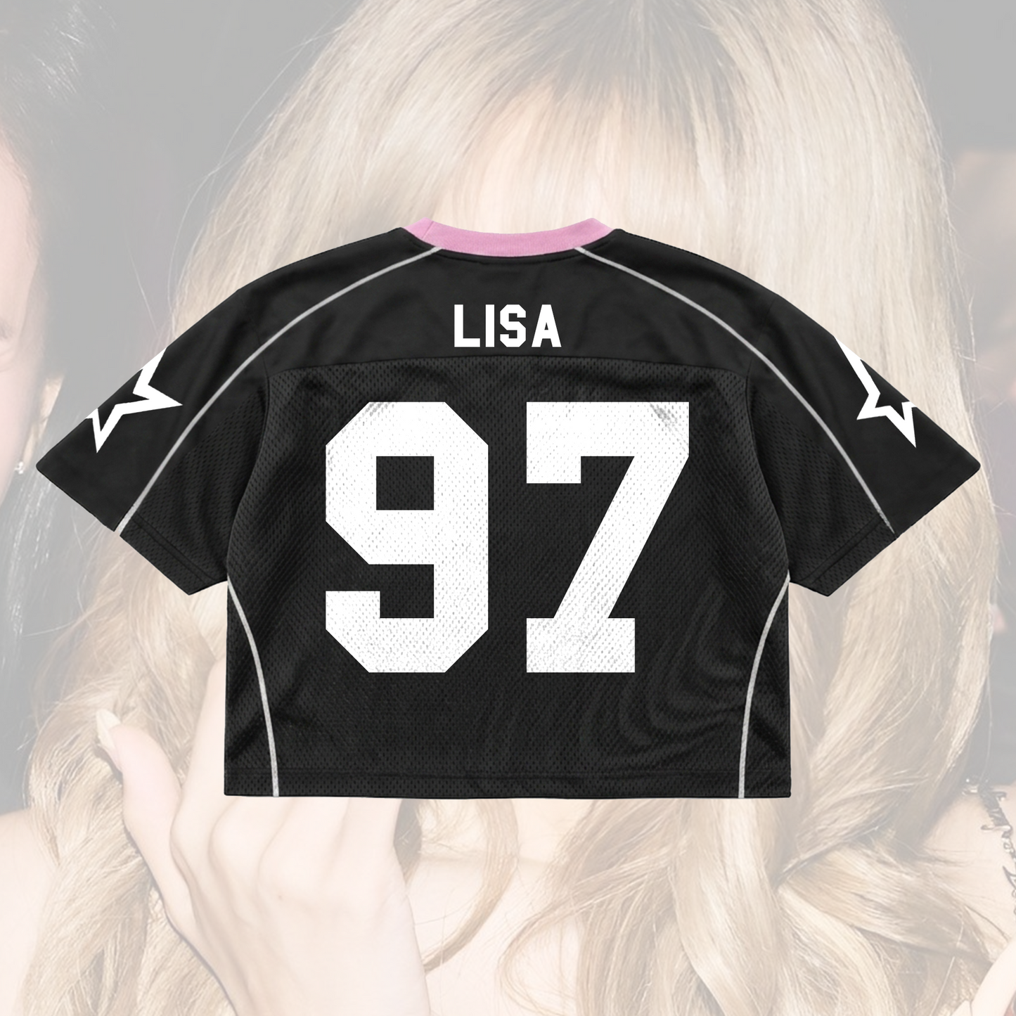Lisa Sawatdeeka Mixed Mesh Jersey Black Kpop Blockcore Shirt Fan Gifts