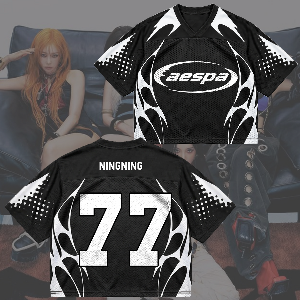 Aespa Complexity Synk Retro Sporty Mixed Mesh Jersey Fan Gifts