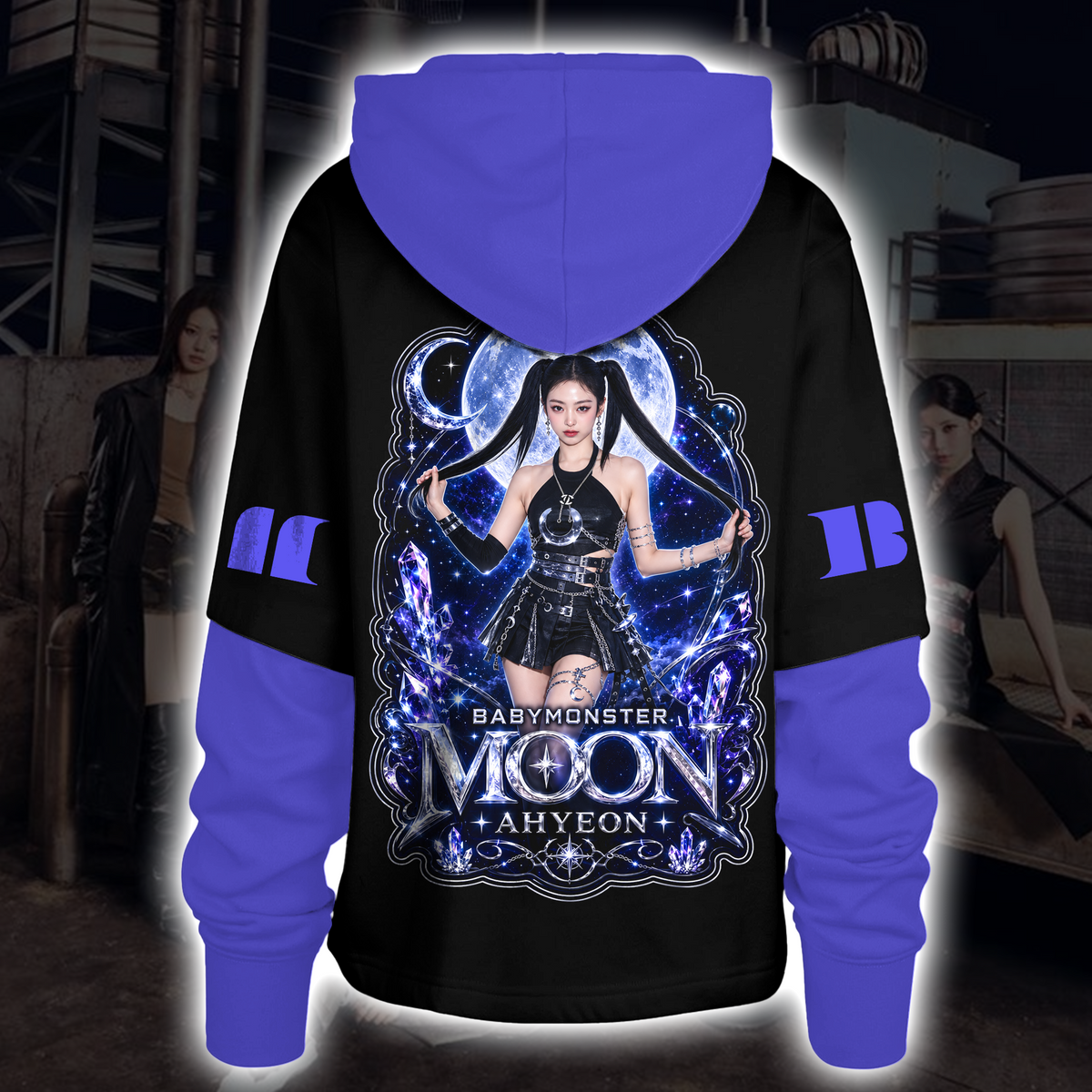Dreamy Choom Tour Babymonster Moon Dark Aesthetic Shortstop Hoodie Halloween Gift for Fans