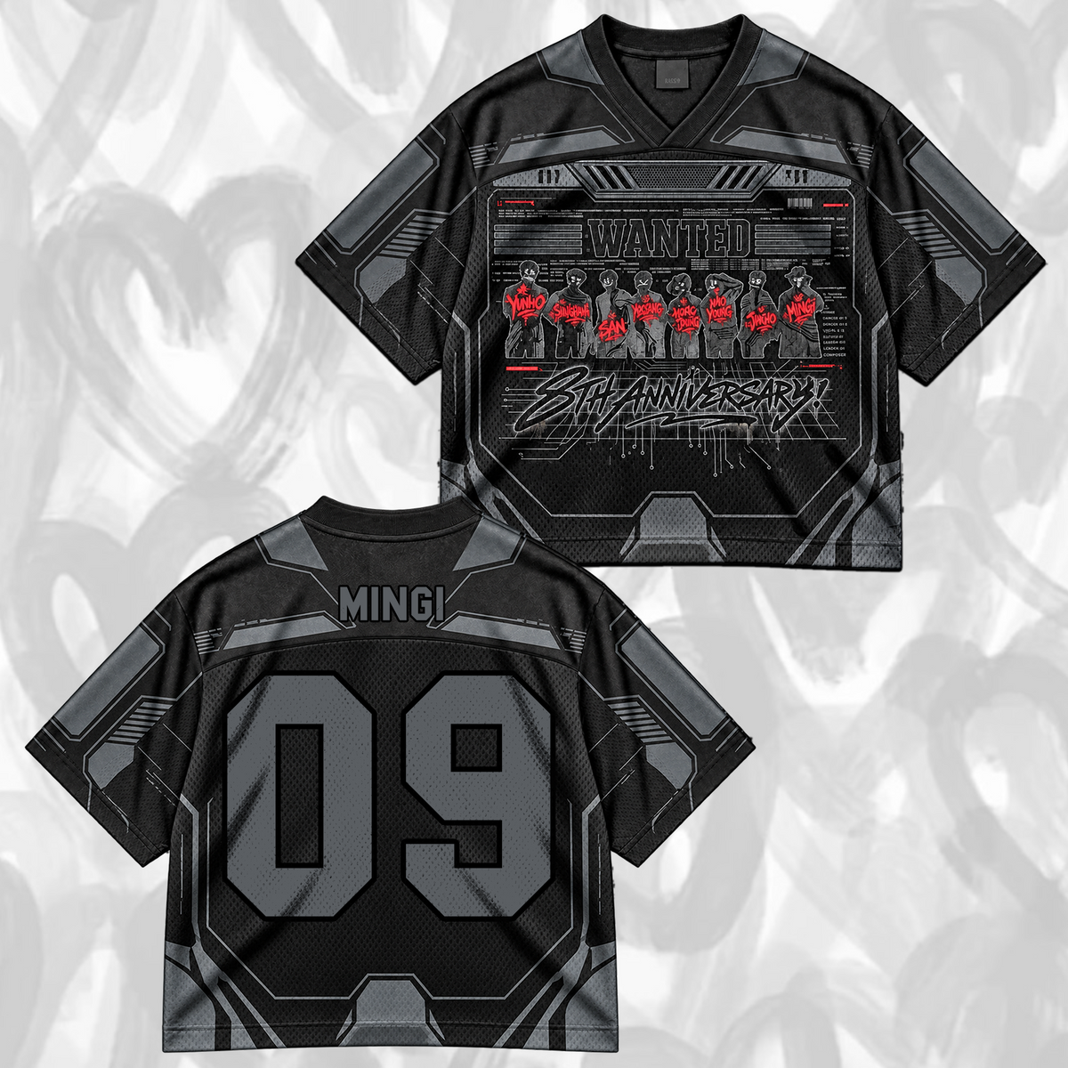 ATEEZ Golden Hour 8th Anniversary Streetwear Wanted Mixed Mesh Jersey Gift For Fans