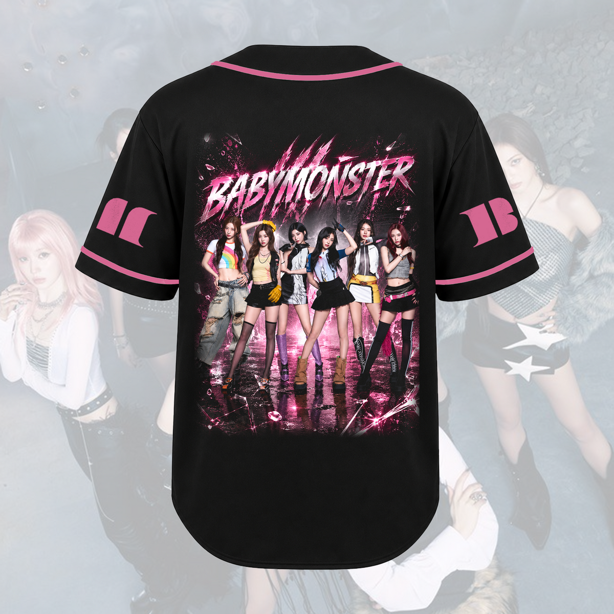 Dramatic The Choom World Tour Babymonster Pink Pop Baseball Jersey For Monstiez