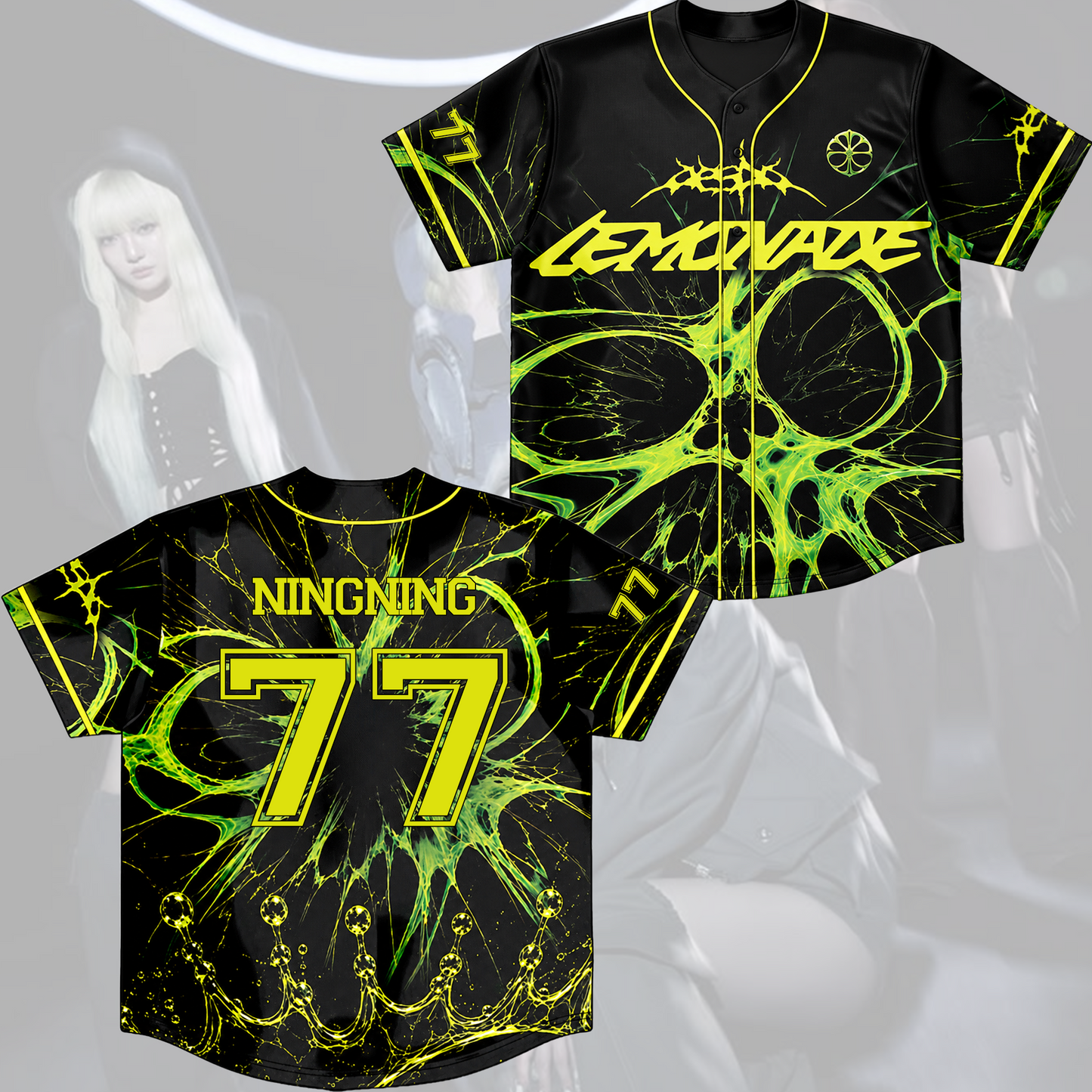 Aespa Lime Lemon Baseball Jersey Cyberpunk Neon Apparel Fan Edition