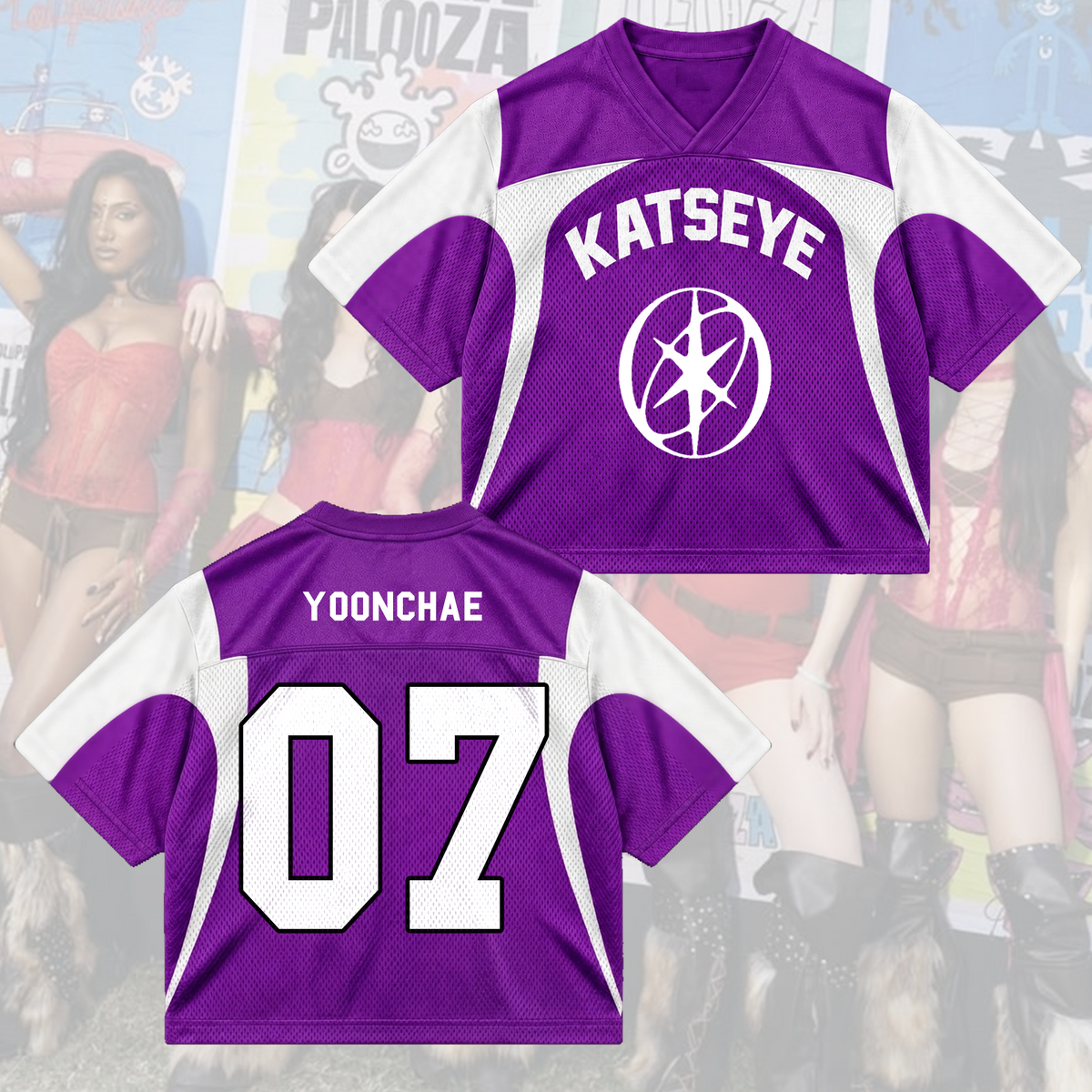 KATSEYE Wild Tour Sporty Purple Mixed Mesh Jersey For EYEKONS