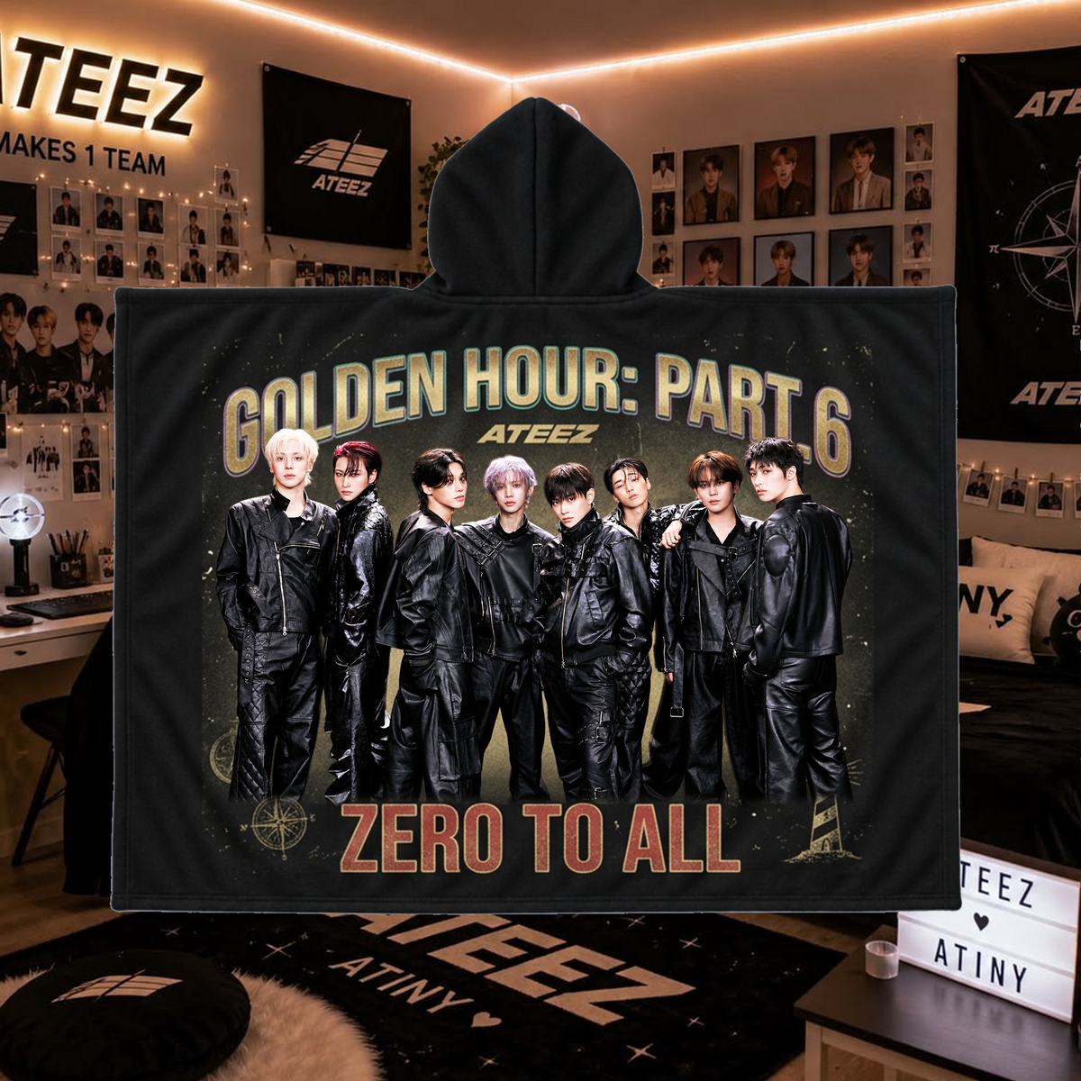 Ateez Golden Hour Part 6 Hooded Blanket Gift For Fans