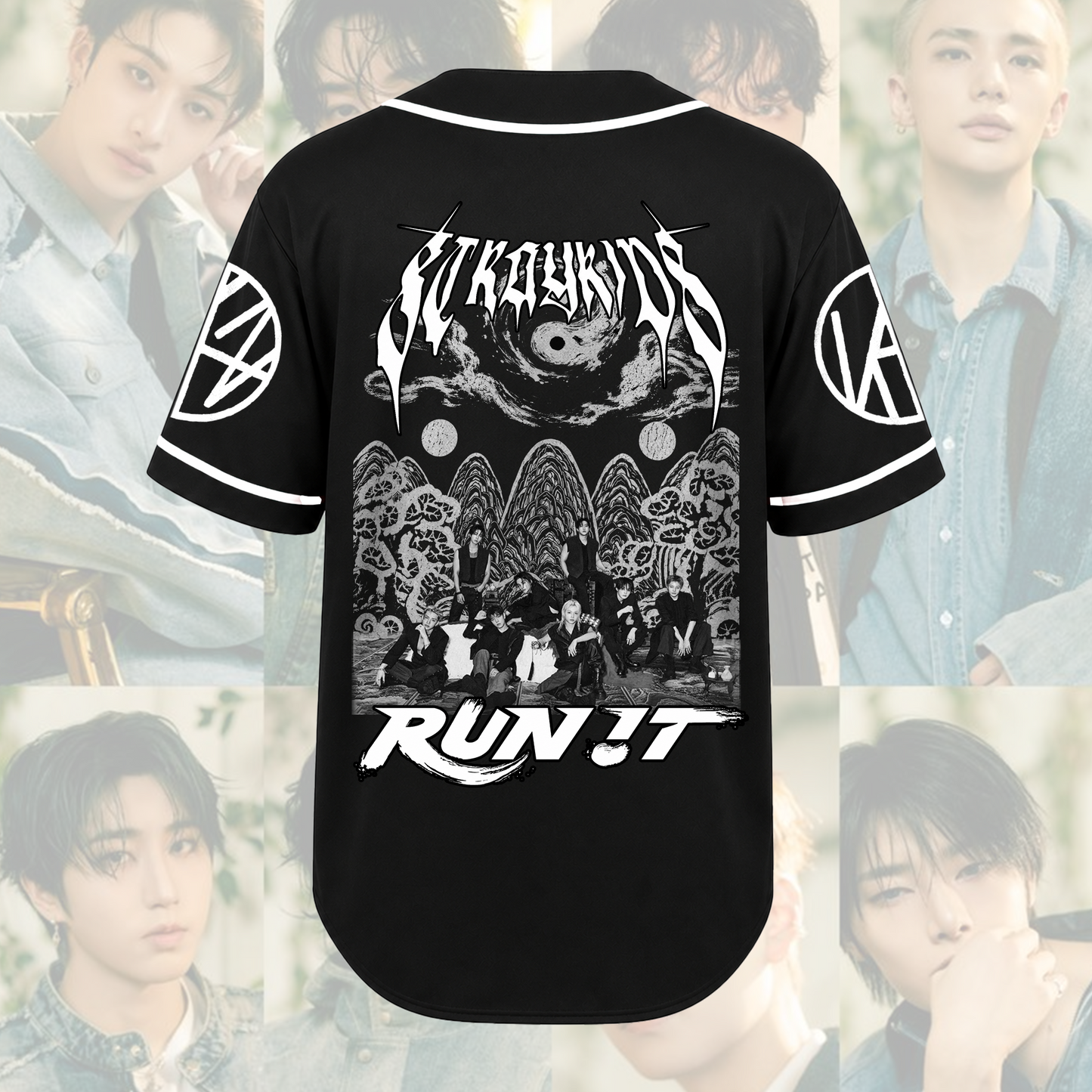 Monochromatic Run It World Tour Stray kids Baseball Jersey Stay Edition
