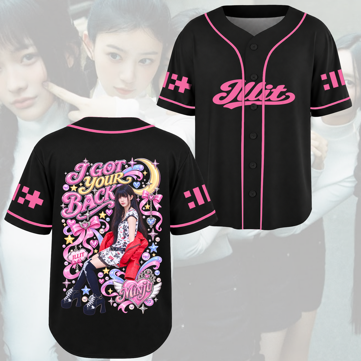 ILLIT I Got Your Back Baseball-Trikot Signatur Retro Merch Geschenk für Fans