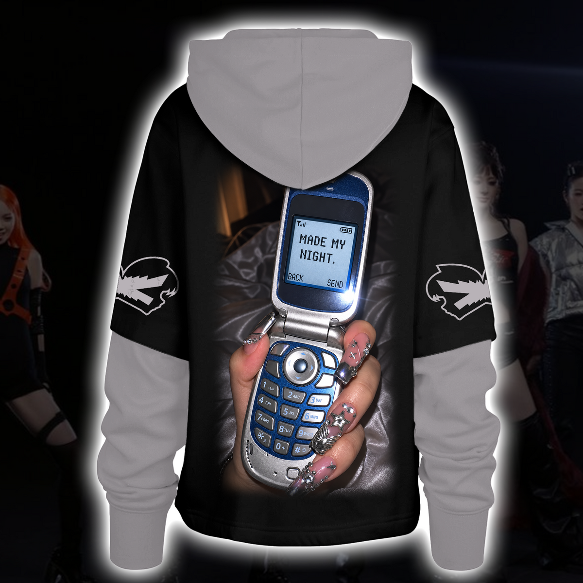 LE SSERAFIM Made My Night Tour Grunge Streetwear Shortstop Hoodie Geschenk für Fans