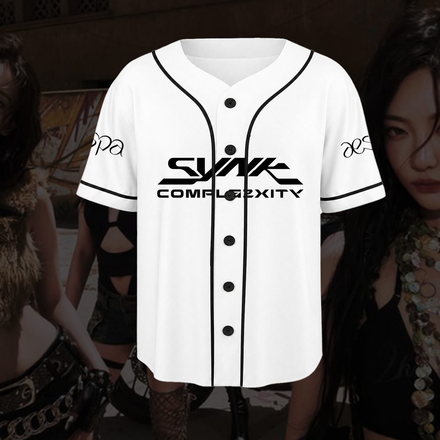 Aespa SYNK Complexity White Jersey Neon Purple Graphic Shirt Gift For Fans