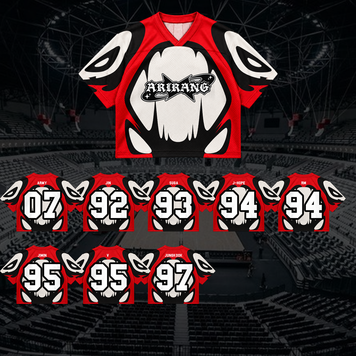 Rebellious Arirang B.T.S Club All Members Retro Streetwear Mixed Mesh Jersey For Fans
