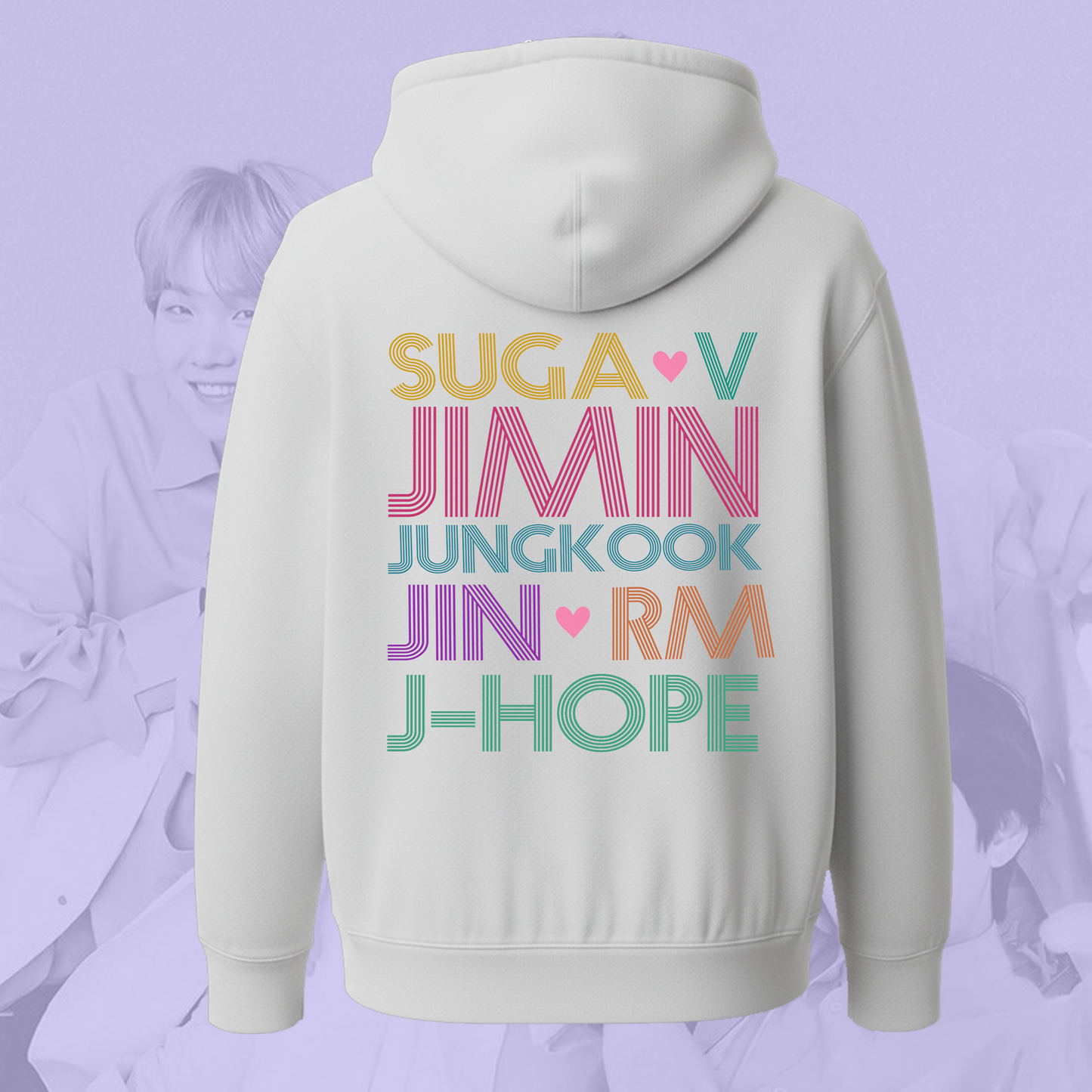 BTS Member Name Zip Hoodie Pullover Fashion Gift for Fans
