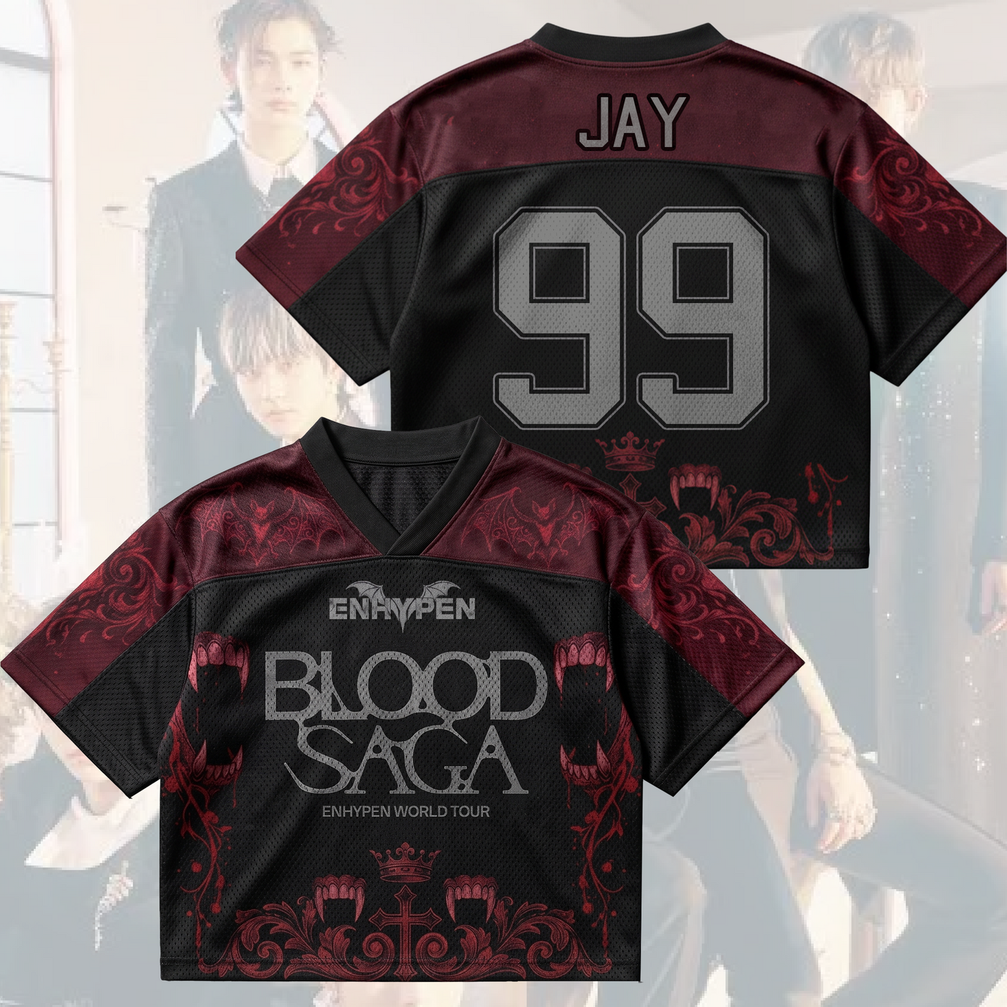 Midnight Bite Blood Saga Enhypen World Tour Mix Mesh Jersey Gift For Fans