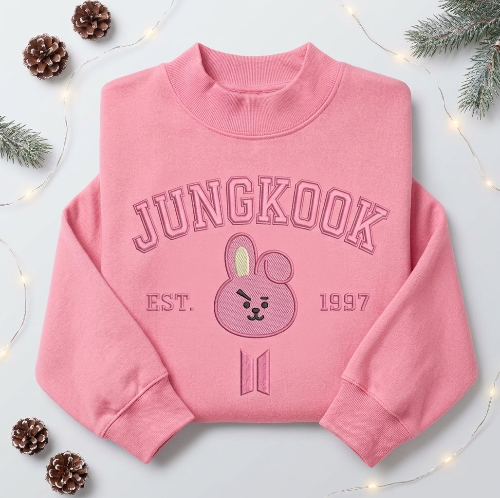 BTS Jungkook University Embroidered Mockneck Sweatshirt Gift For Fans