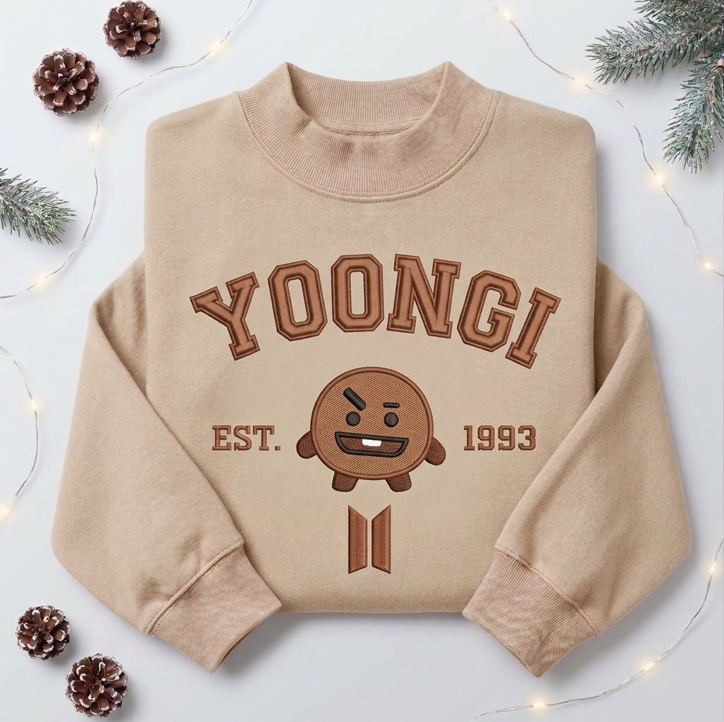 BTS Suga University Embroidered Mockneck Sweatshirt Gift For Fans