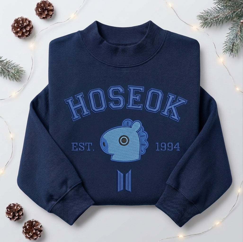 BTS J-Hope University Embroidered Mockneck Sweatshirt Gift For Fans