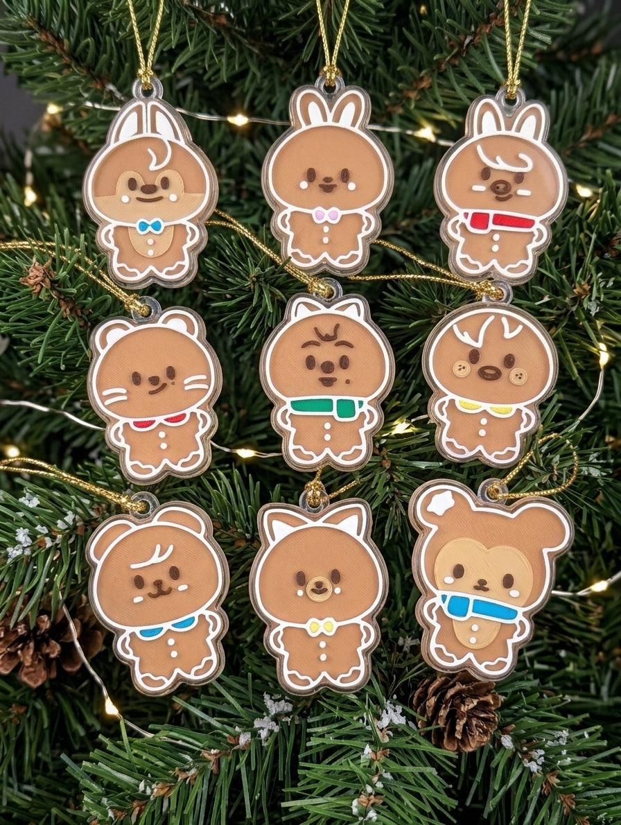 Stray Kids Gingerbread Cookie Set Ornament Skzoo Acrylic Ornament Christmas Tree Decor Gift For Fans
