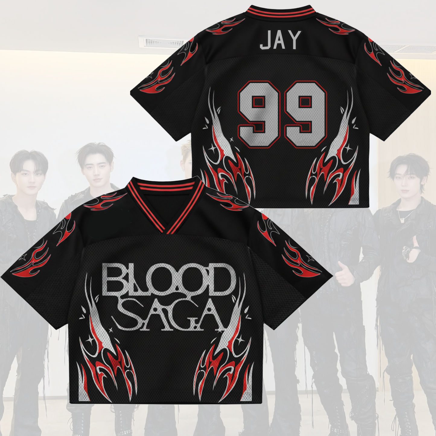 Blood Saga Enhypen Jersey - Gothic Streetwear Mix Mesh World Tour